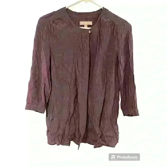 Banana Republic Silk Shirt Petite Purple Hidden Buttons Stitching Detail - Picture 1 of 6